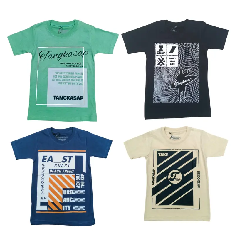 Promo 4pcs Kaos anak lengan pendek / Kaos anak motif kekinian unisex / Kaos anak premium Pakaian Fashion 5