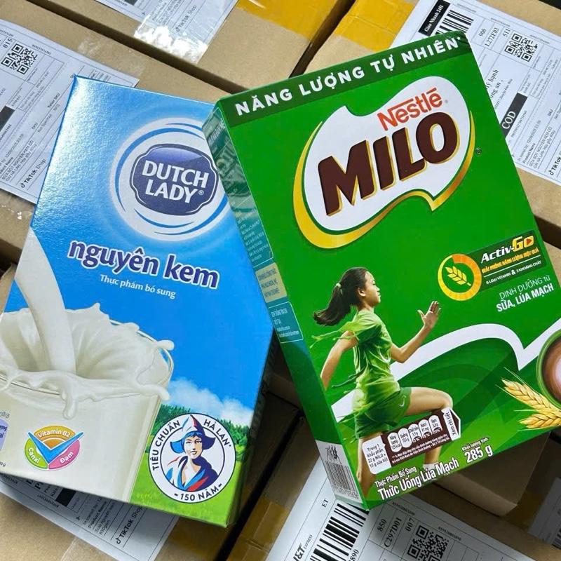 Combo Sữa Milo + Nguyên kem Dutch lady hộp giấy - Sản phẩm dinh dưỡng