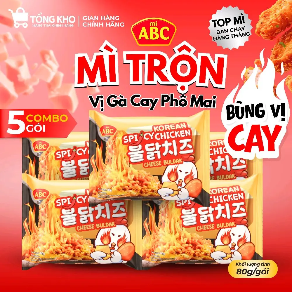 Mì Trộn ABC Vị Gà Cay Phô Mai (80gram/Gói) Nhập Khẩu Indo | Tổng Kho An Giang