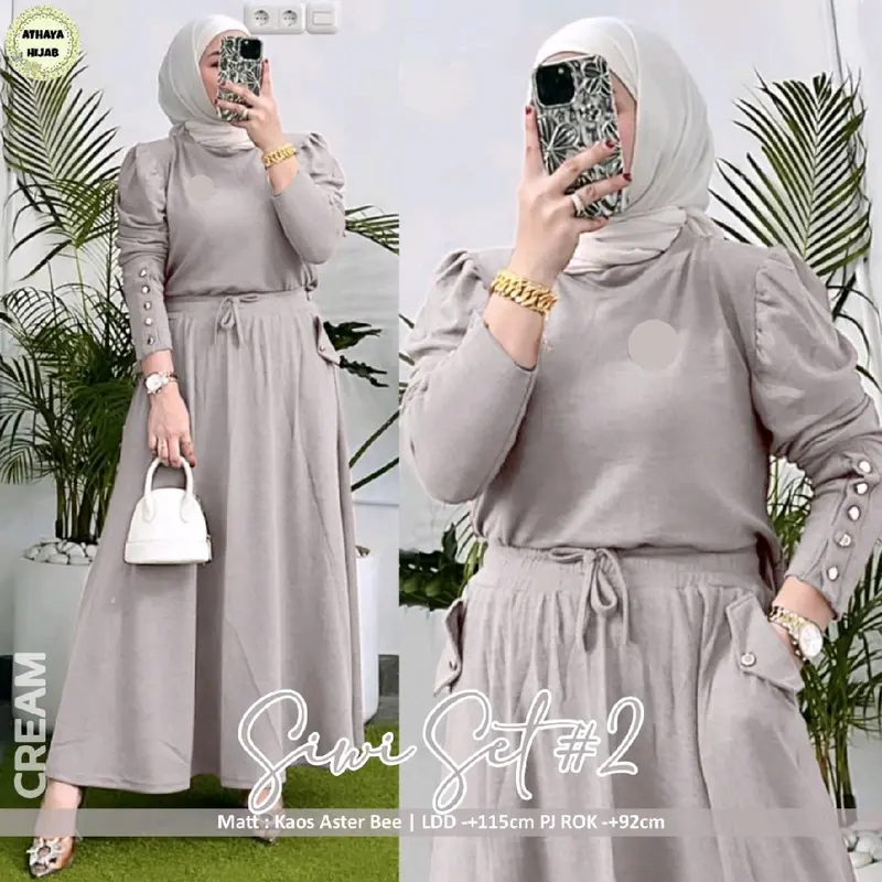 Siwi set bahan kaos premium aksen kancing fariasi Baju Muslim 3