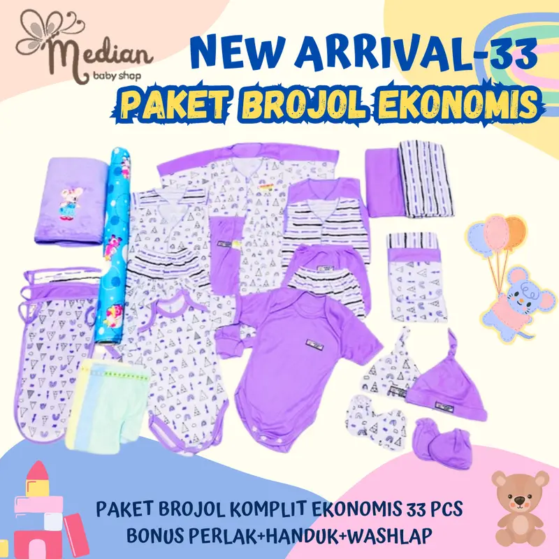 NEW ARRIVAL - PAKET BROJOL 33 Pcs SUPER LENGKAP EKONOMIS Melahirkan Bayi Baru Lahir Set kado Lembut Nyaman 6