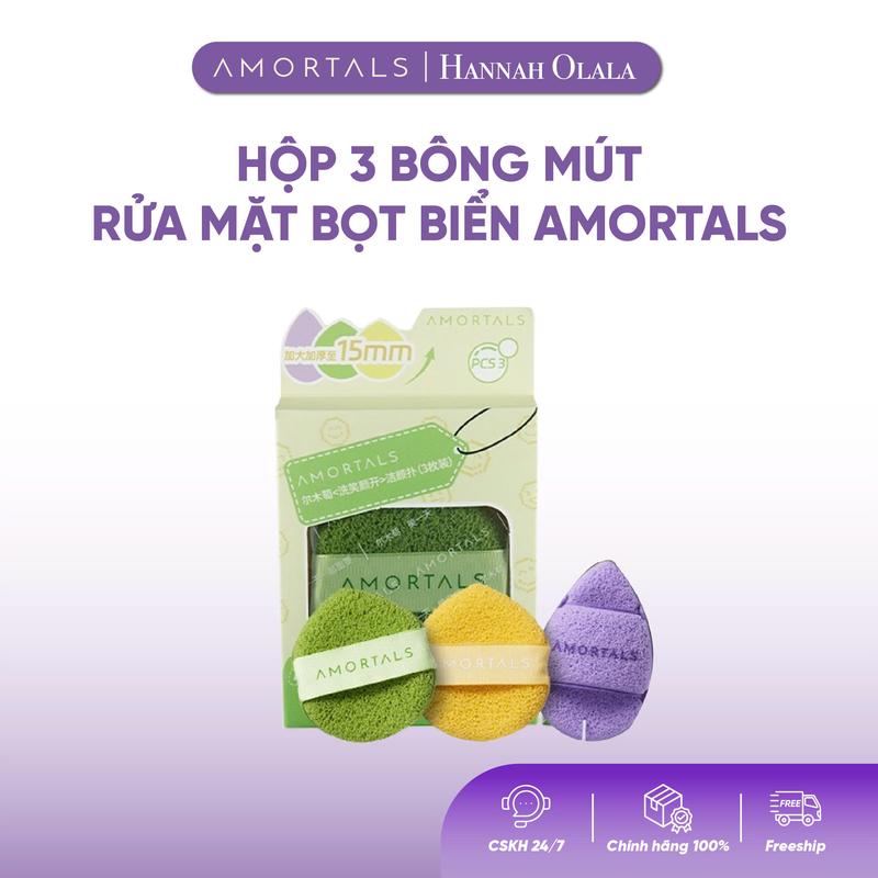 (HO) Bông Mút Rửa Mặt Bọt Biển AMORTALS Làm Sạch, Rửa Mặt Nạ Bùn
