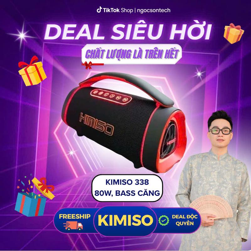 NGOCSONTECH X KIMISO loa kms 338 max pin 8000mah  Công suất 80w bass căng blutooth 5.4