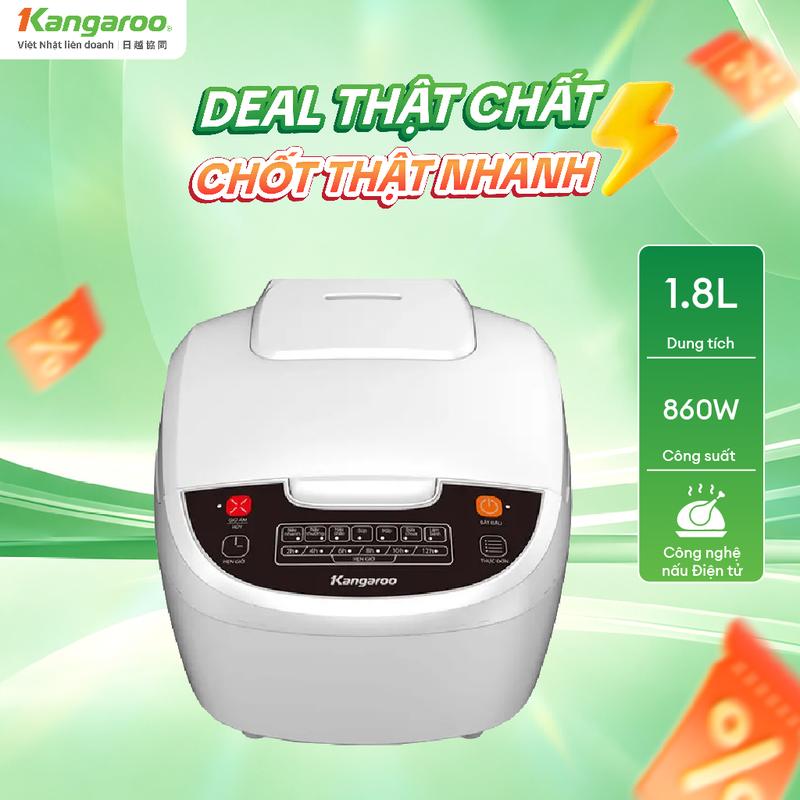 KG18RCE2 | Nồi cơm điện tử Kangaroo 1.8 lít - Công suất 860W - 7 chế độ nấu tuỳ chỉnh