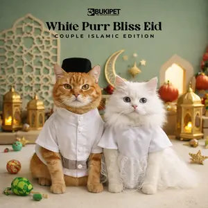 Baju Kucing Cowo Lucu Murah Gratis Ongkir - Bukipet White Purr Bliss Eid Couple Islamic Edition