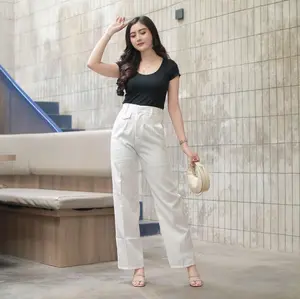 Fillan Wear - Oro Pants  Panjang Wanita Semi Wol Model Terbaru Kulot Casual Kantor Formal Cewek Wide pants wanita kulot stripe karet celana salur high waist