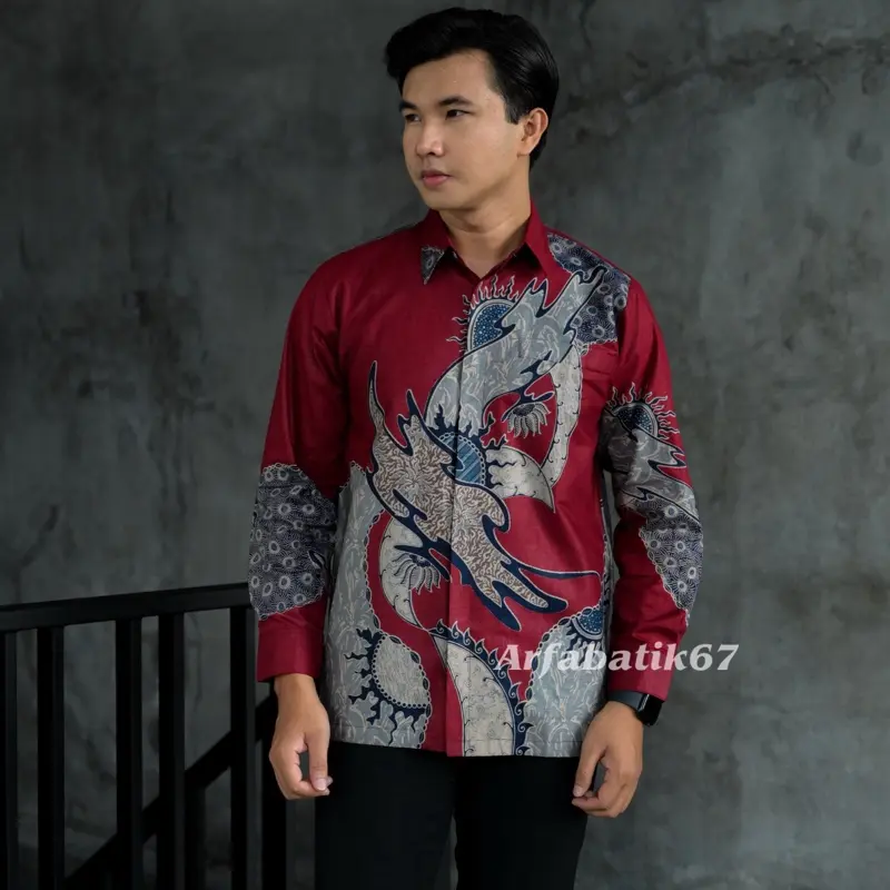 SRENGENGE ABANG baju batik pria tangan panjang katun prima premium lapis furing hero ready seragaman by arfabtik67