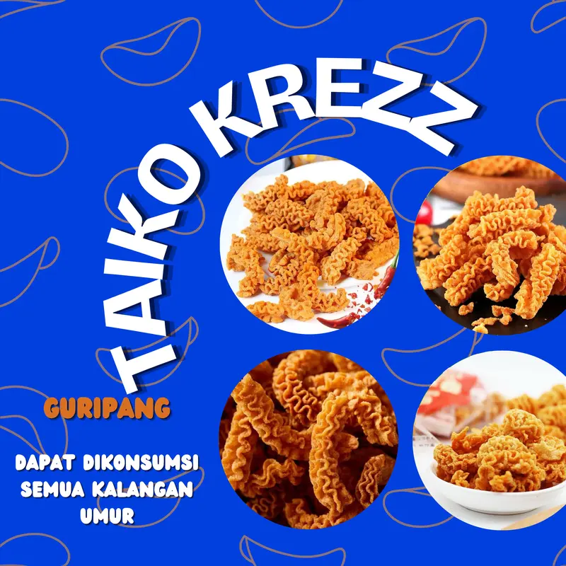 COD Taiko Krezz 500g/1000g  Keripik Gurita Octopus Roasted Snack camilan/makanan kembung/ puffed, citarasa baik, renyah dan lezat, makanan puffed daribahan baku berkualitas Food Kripik Cemilan Pedas Crispy Chips Ayam 7