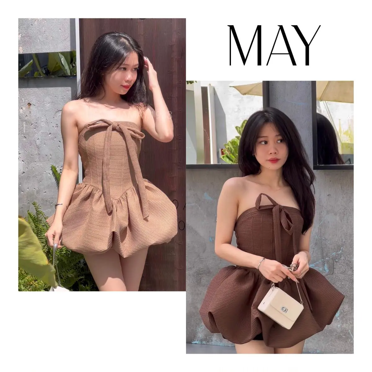 [Set 1] Đầm Dự Tiệc Nữ Dáng Phồng Trái Bí Dễ Thương Tiểu Thư Dáng Ngắn Kèm Quần Đen / Trắng Women Dress | BigBuy360 - bigbuy360.vn