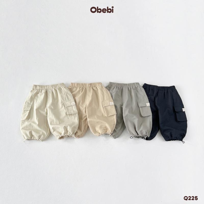 CB152: Combo 2 Q225 Quần Gió Túi Hộp Dáng Rộng Thời Trang Hàn Cho Bé Trai Bé Gái Obebi