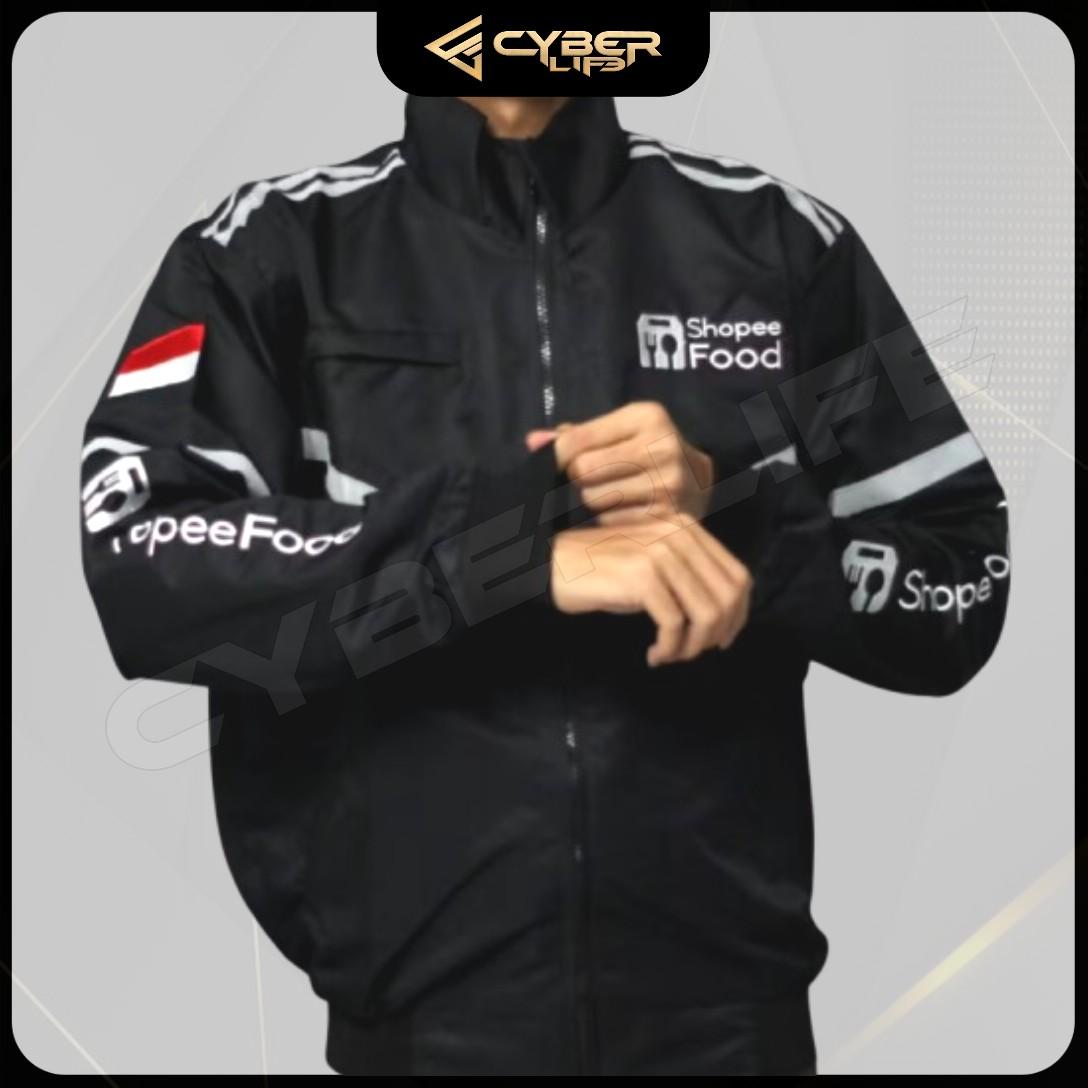 Jaket Driver Pria Ojol ShopeeFood Hitam Full Bordir | Bomber Casual Ojek Online Premium Kualitas Original