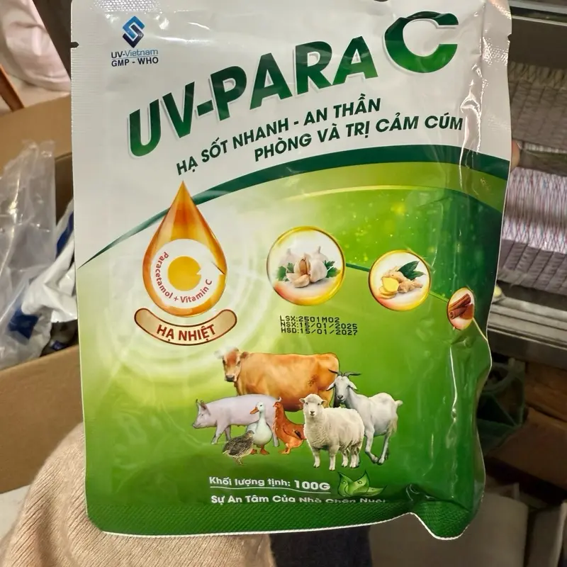 Thuốc Hạ Sốt & Trị Cảm UV-PARA C cho Gia Súc Gia Cầm (100g)