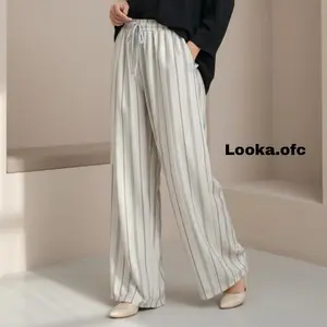 Everyday Pants - Celana Kulot Strip- Celana Formal Casual Wanita - Loose Basic - Celana highwaist - Strip Pants Katun