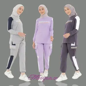 Setelan Olahraga Wanita Jumbo - Baju Olahraga Celana Cargo wanita muslimah - Mooyan Set 100kg