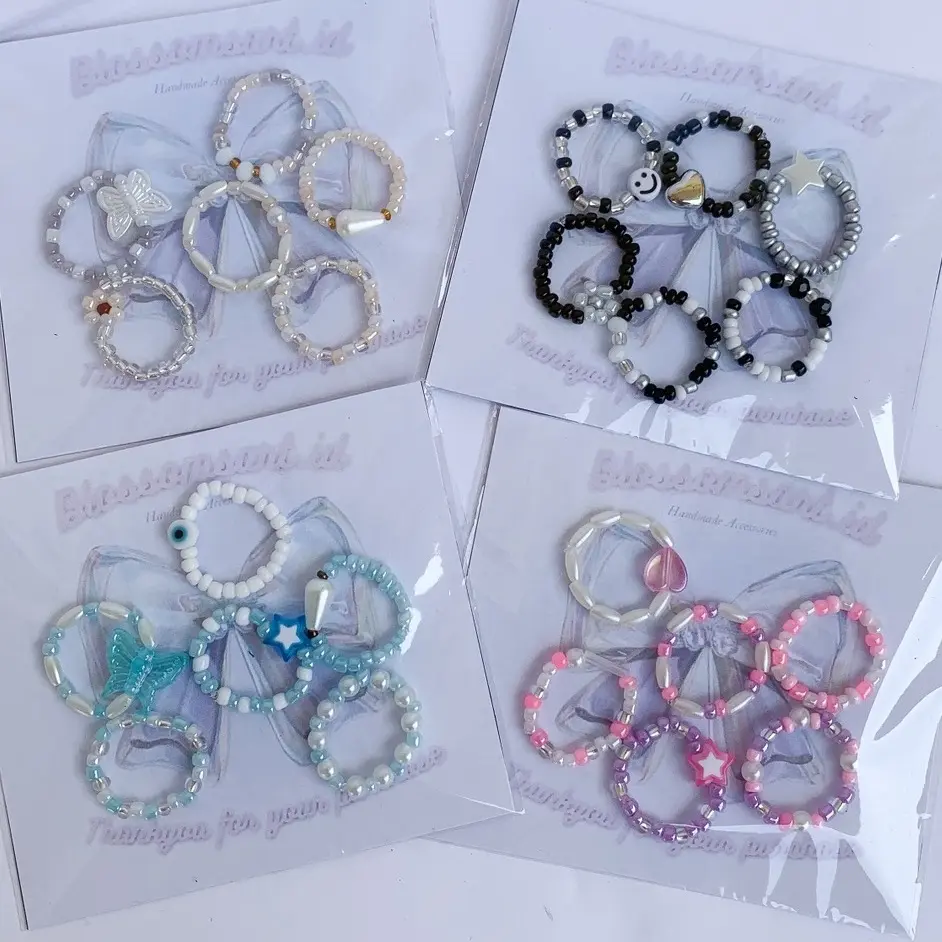 (Part 2) Set Cincin Manik Idol Korea / Beads Ring / Beaded Ring