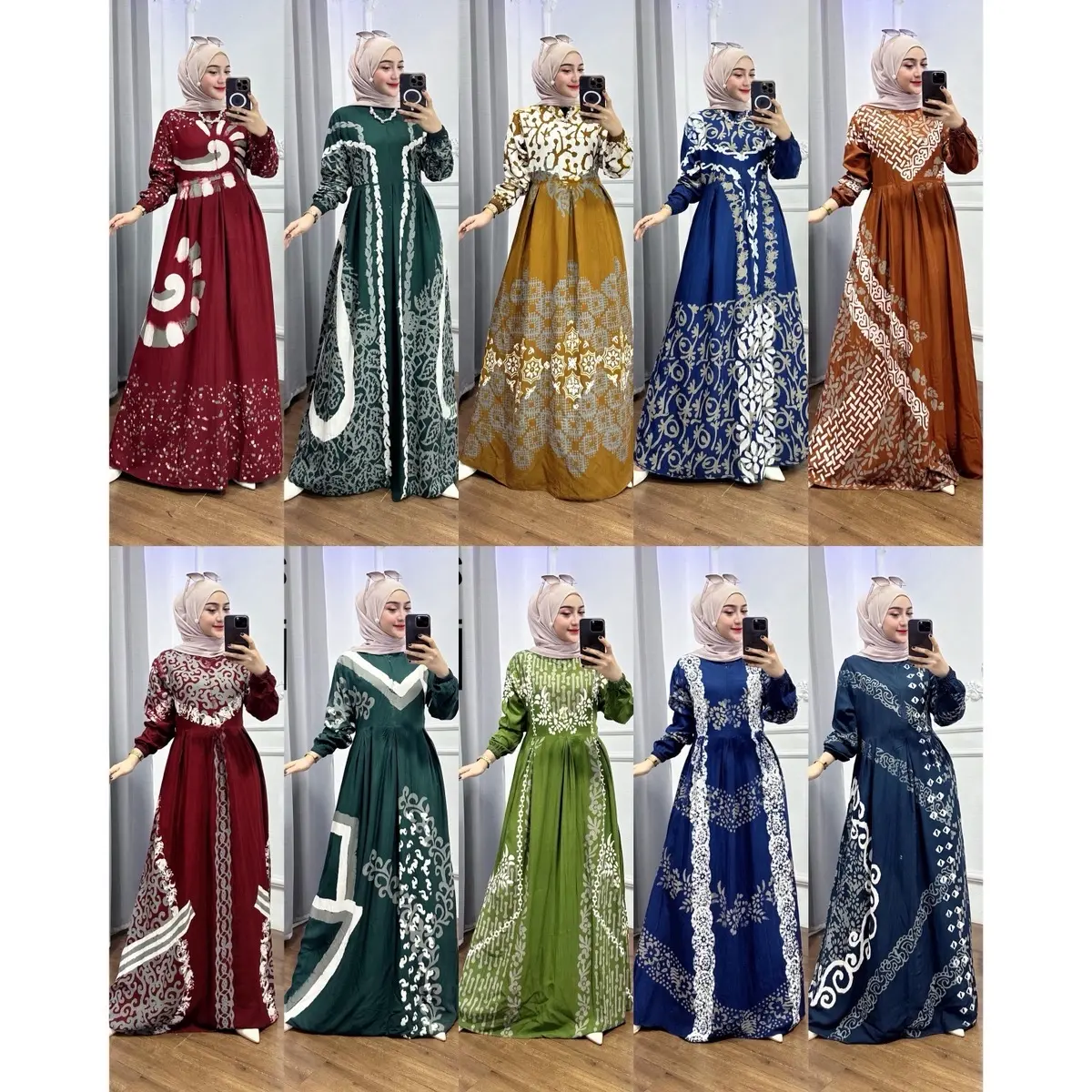 BEST SELLER Gamis  wanita terbaru gamis kancing depan Muslim Syari  Wanita  Maroon Dress Jepang Wudhu Variasi • simpel Gamis Batik Cap Malaman