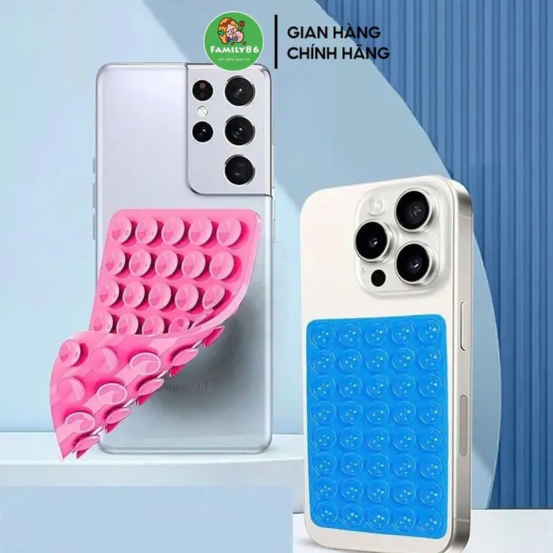 Miếng Dán Dính điện thȯại Silicon 2 Mặt, Tấm Hít điện thȯại 48/80 Giác Hút Dính Mọi Bề Mặt