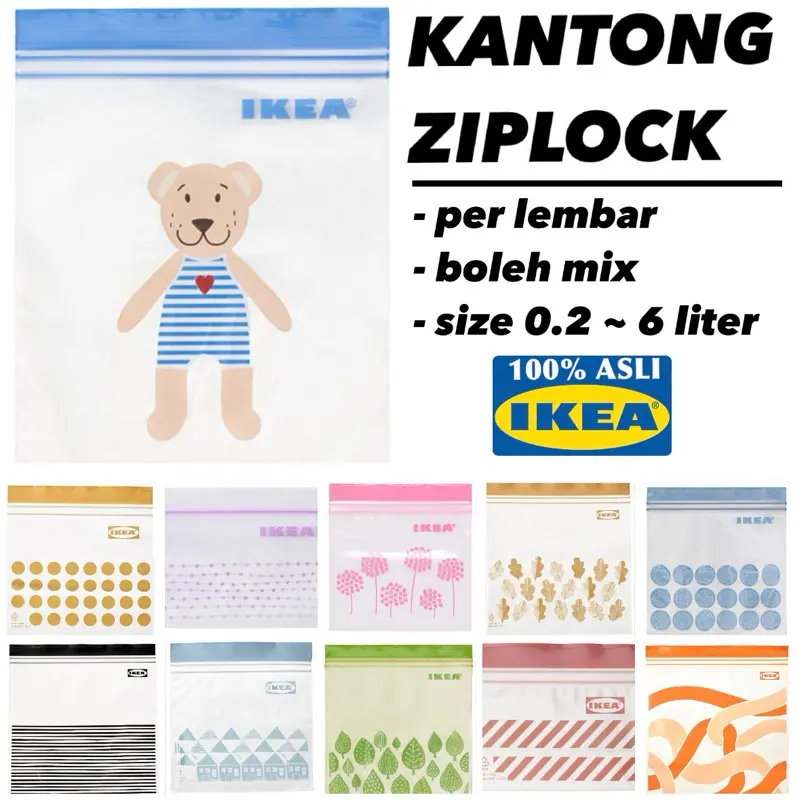 Kantong Plastik Makanan Ziplock Klip Zipper IKEA Istad Per Lembar (boleh mix)