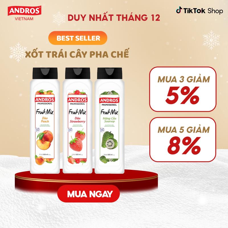   BEST SELLER  Xốt Trái Cây Pha Chế - Làm từ trái cây thật - ANDROS FRUIT MIX - Nguyên liệu pha chế - 820ml 