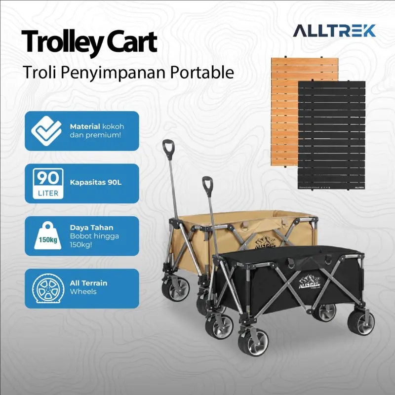 ALLTREK Trolley Cart Outdoor Camping Capacity 90L Baja Hitam 0