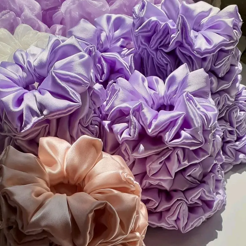 100 Pcs Scrunchie Bahan satin Ikat Rambut Scrunchie Souvenir dan Gift Produk Karet Wanita Wine korea cepol rambut scrunchies Cepolan Hijab tile 0
