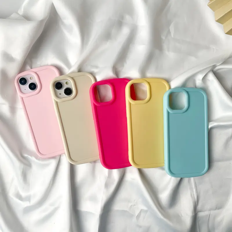 【SatSet.ind】Softcase Candy Colour Shockproof Compatible with iPh X XsMax Xr 11 Pro 12 13 14 ProMax 15 Ponsel Silicon Silikon Casing Pastel Lucu Polos Simple Nyaman Elegan Rose Yellow Pink Silicone Cover 3