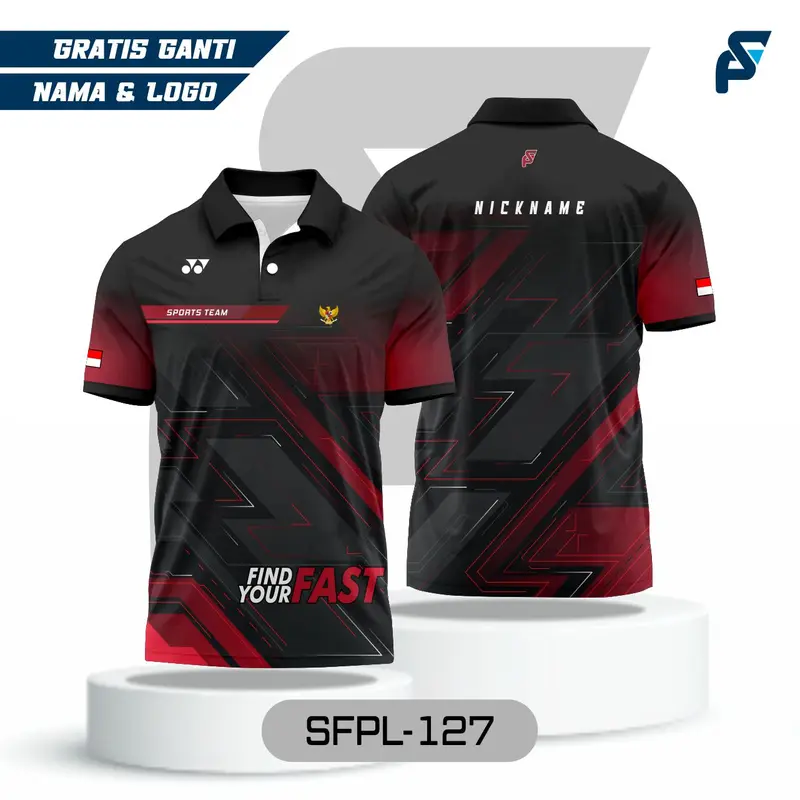 Kaos Kerah Polo shirt Premium Full printing Lengan Pendek Gratis