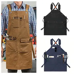PRODUK TERBARU! Multi-functional canvas work apron, with tool pockets, adjustable waist belt, comfortable and practical, durable design suitable