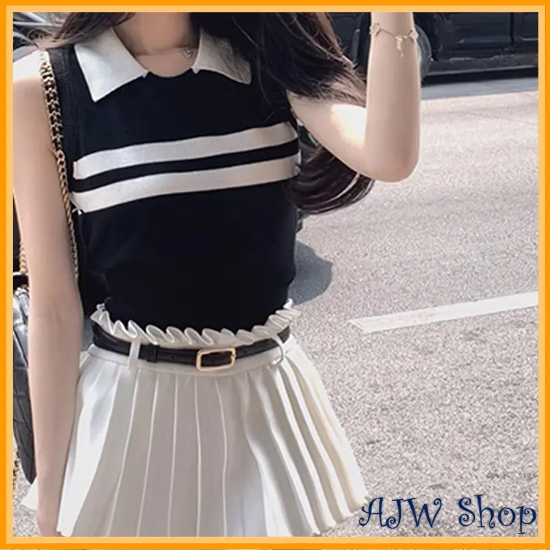 AJW [RP] Basic Top Knit | Vest Rajut Wanita Premium | Baju Rajut Wanita | Kaos Rajut Remaja Kekinian | Atasan Rajut Remaja Sleeveless Tanpa Lengan 0