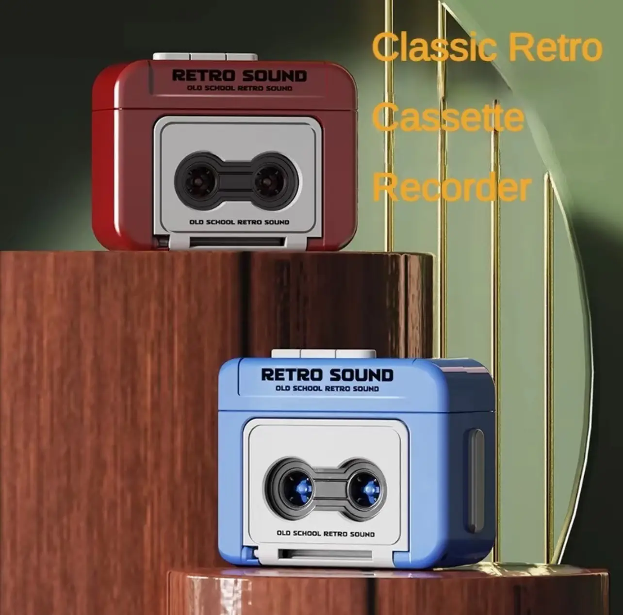 Record your own voice!Fun music box retro cassette recorder