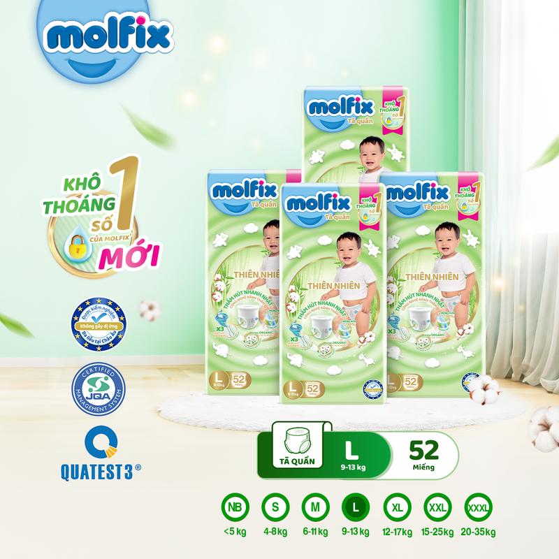  Combo 4 Tã bỉm quần SJ mix Molfix Thiên nhiên Super Jumbo  Bao bì thay đổi theo từng đợt nhập hàng  