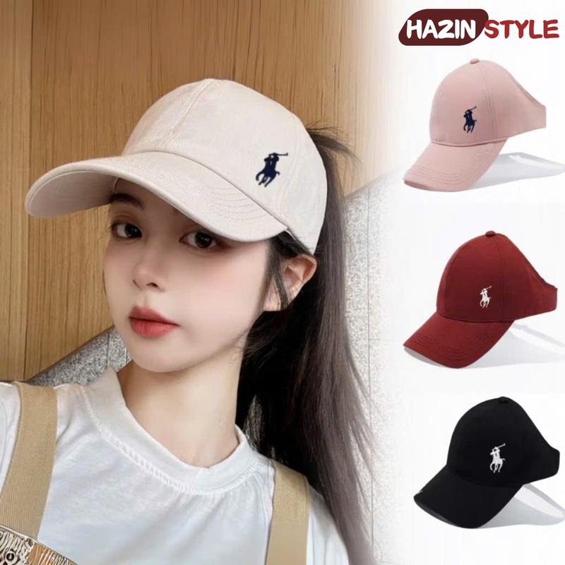 Mũ lưỡi trai, nón kết hở đầu HAZIN thêu hình Ngựa chất liệu kaki, phong cách thời trang Unisex