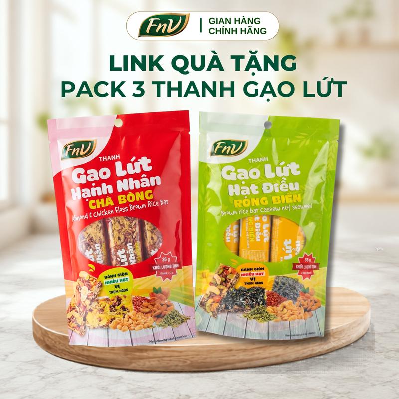 Thanh Gạo Lứt FNV 36g (Vị Ngẫu Nhiên) - Bánh Ăn Vặt Ít Calo - Giàu Dinh Dưỡng