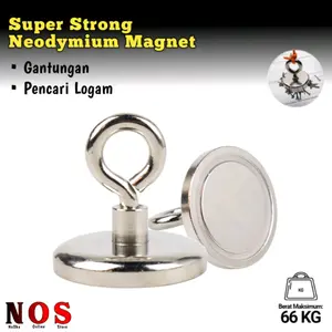Super Strong Neodymium 66 Kg Magnet Gantungan Sheep Eye Hook Magnet Pencari Logam Besi
