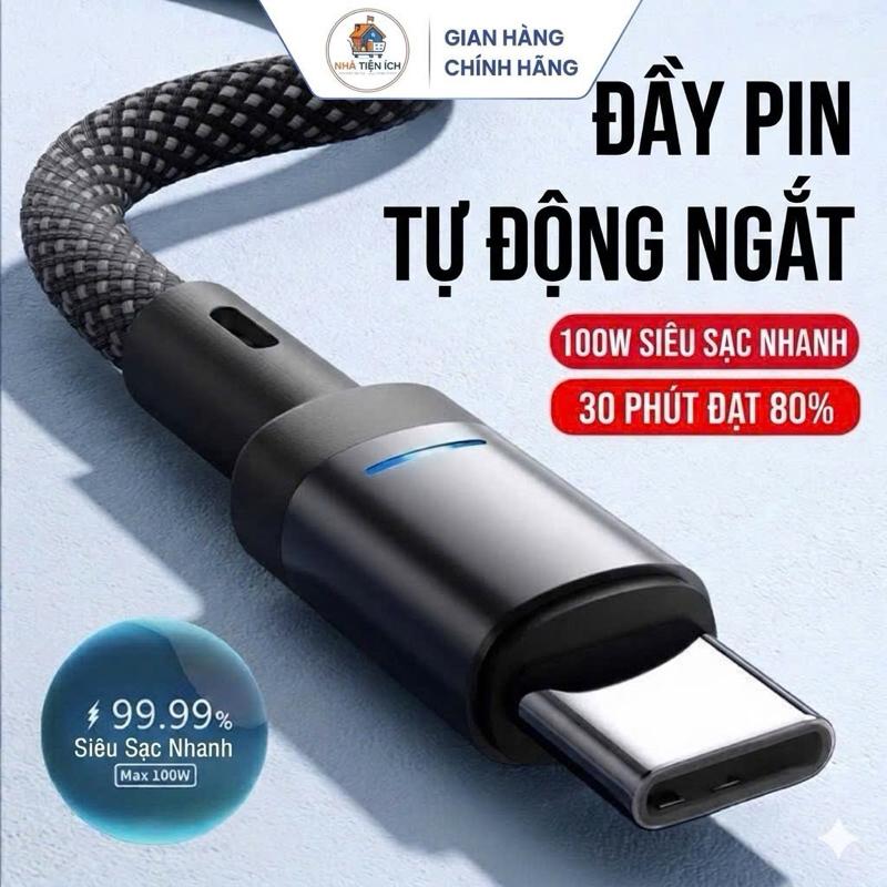 CÁP SẠC NHANH TYPE-C TYPE-C 120W CAO CẤP, DÂY DÙ SIÊU BỀN.