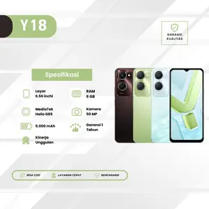 Smartphone Y18 Ram 8+256 GB Layar 6.56 Inch Kamera 50 MP Garansi 1 Tahun Kualitas Unggulan