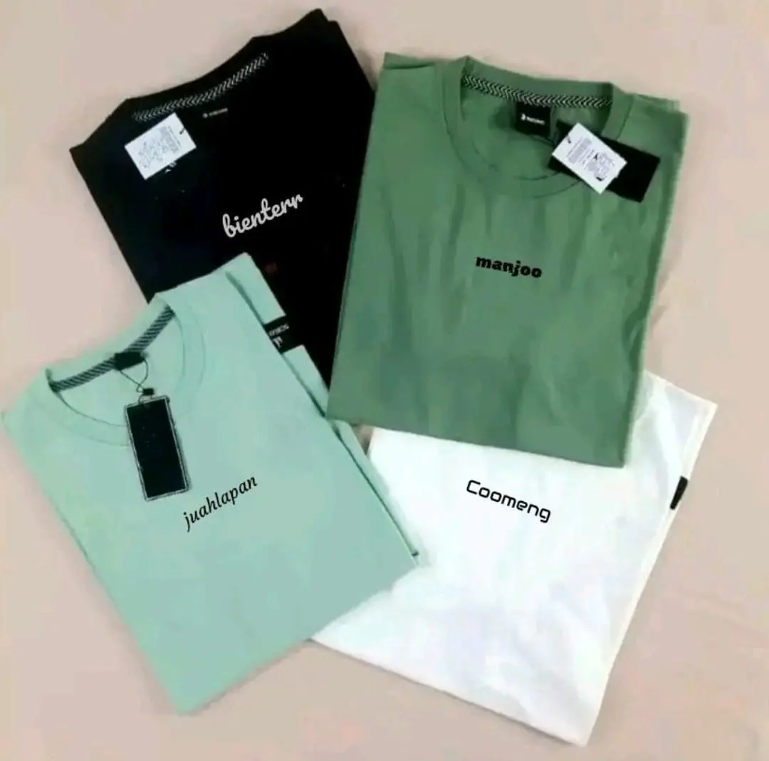 baju kaos pria wanita 4 pcs 100 Ribu distro model terbaru ukuran m l xl jumbo motif simple bahan semi Katun Tebal Baju Dewasa