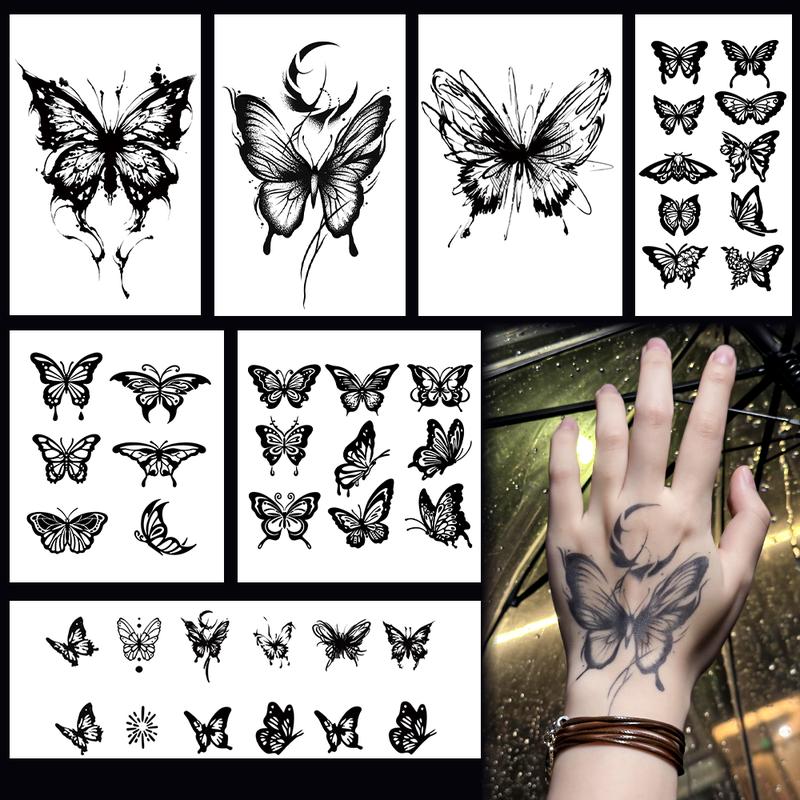 Hình xăm combo hình Bướm, miếng dán hình xăm tạm thời lâu trôi, miếng dán hình xăm giả, cho cánh tay và các bộ phận khác của cơ thể, kéo dài trong 1-2 tuần, cho phép bạn đạt được sự tự do của hình xăm.