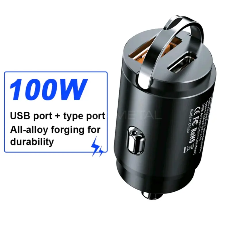 100W Pengisi Daya mobil motor cepat fast charging Tipe C 100W USB C USB charger hp motor mobil fast charging 2