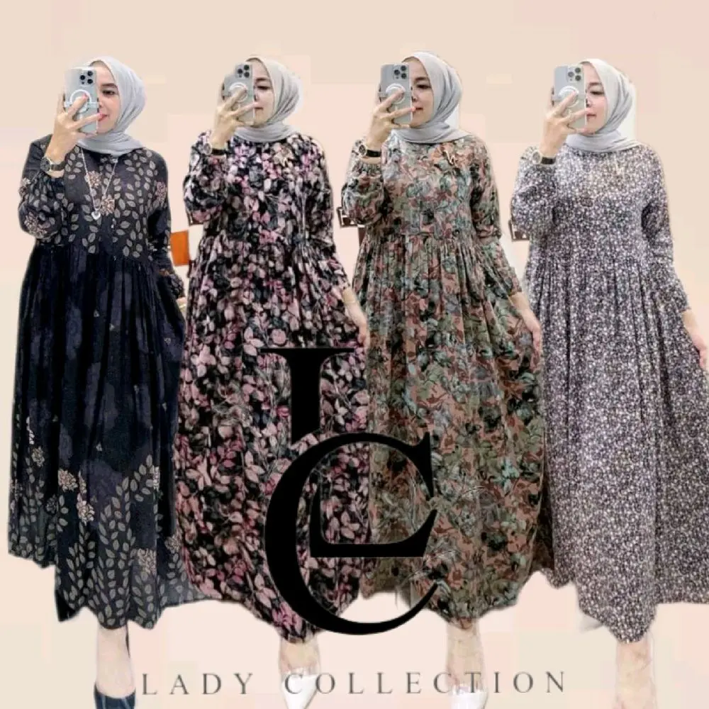 Midi Dress Rayon Premium Motif jumbo busui friendly