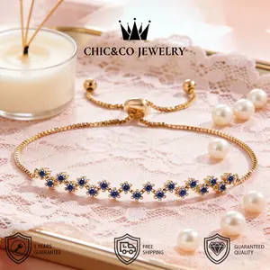 Gelang emas mawar fashion terbaru gelang rantai zirkon kristal geometris desain geser gelang rantai gelang penuh berlian sebagai perhiasan tangan CHIC&CO JEWELRY Adjustable Aksesoris anti luntur anti perubahan warna Garansi 1 Tahun gelang tangan SL22