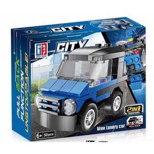 Mainan Edukasi Anak DIY Block Bricks City Simulation Police Mobil Robot Rakit Balok Pull Back Car