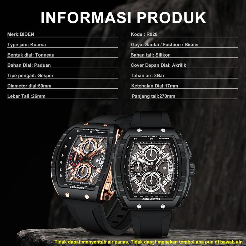 【003Harga telah diganti, cepat beli】BIDEN Jam Tangan Pria Anti Air Olahraga Multifungsi Tali Silikon Pria Jam Tangan Cowok Original YNR028 5