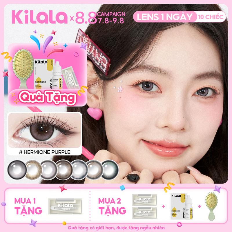 10 chiếc Kilala lens 1 ngày kính áp tròng màu nâu xám tím DIA 14.2-14.5mm độ cận 0-7 màu sắc nhẹ nhàng thiết kế độc đáo lên ảnh rất đẹp chấp nhiều phong cách makeup