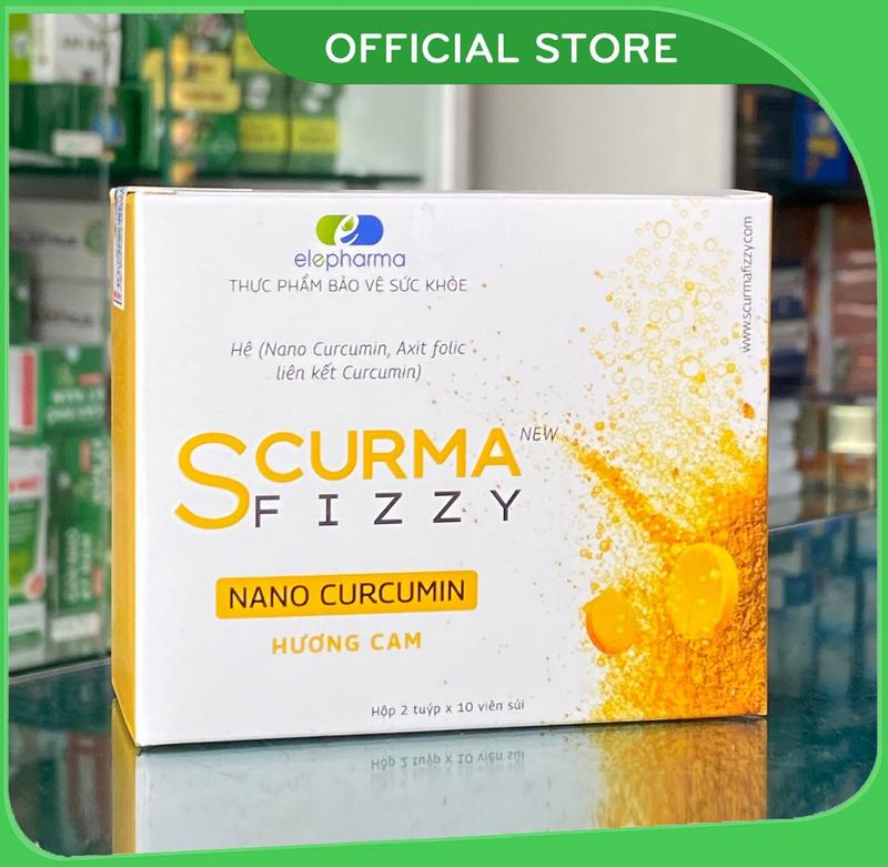 Viên Sủi Dạ Dày Scurma Fizzy Nano Curcumin Hộp 20 Viên