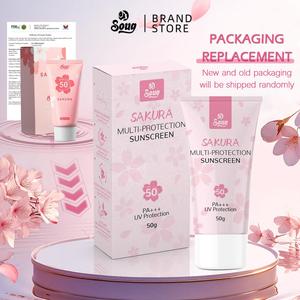 Pelindung Matahari Muka, SOUG Sakura SPF50, Perlindungan Tinggi Musim Kering, Pelembap, Krim UV Mencerahkan, Tidak Berminyak, Sesuai untuk Semua Musim, Mesti Ada, Pelindung Matahari Badan, Krim Pelembap dan Mencerahkan, Tiada Sumbatan Putih