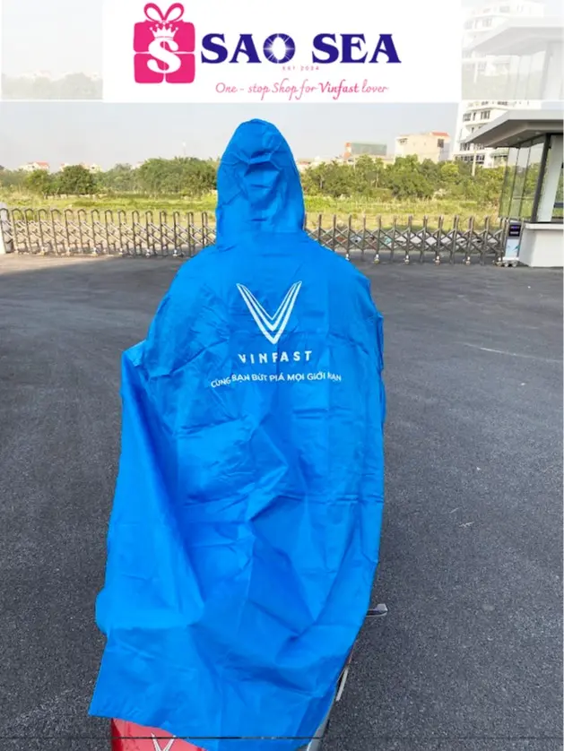 Áo mưa Vinfast, Hàng loại 1 Áo mưa Vinfast vải tổ ong, xanh blue, bền nhẹ. Vinfast raincoat light and durable