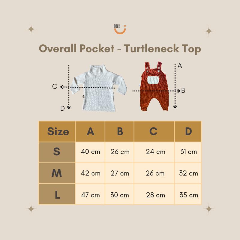 Mioubaby Overall Pocket Top Turtleneck Broken White / overall bayi / jumper bayi / jumpsuit bayi / playsuit bayi / romper anak / hadiah lahiran / baju anak perempuan / baju anak / waffle knit / baju anak / jumper anak / jumper bayi / jumpsuit bayi Newborn 4