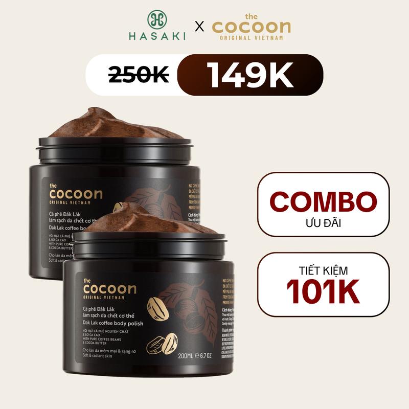Combo Tẩy Tế Bào Chết Dưỡng Body Cocoon Cà Phê Đắk Lắk 2x200ml | HASAKI BEAUTY