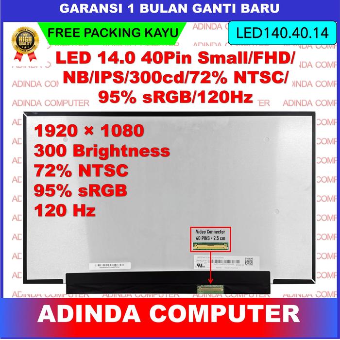 Jual LED LCD 14.0 Slim 40 Pin Full HD FHD 1920*1080 120hz & 144Hz ...